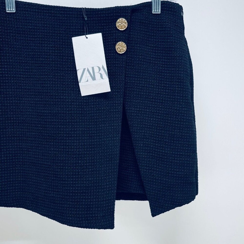 Zara Mini Skirt Size L Women’s Pull On Polyester Black New - Picture 6 of 11